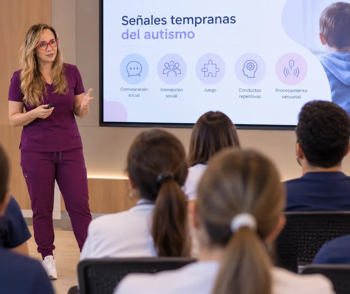 Dra. Piedad Jaramillo en conferencia y capacitación sobre señales tempranas del autismo